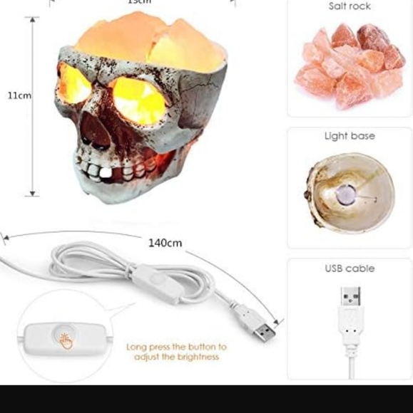 3D USB Skull Himalayan Salt Lamp, LED Adjustable Skull Lamp with dimmer switch - Picture 6 of 7